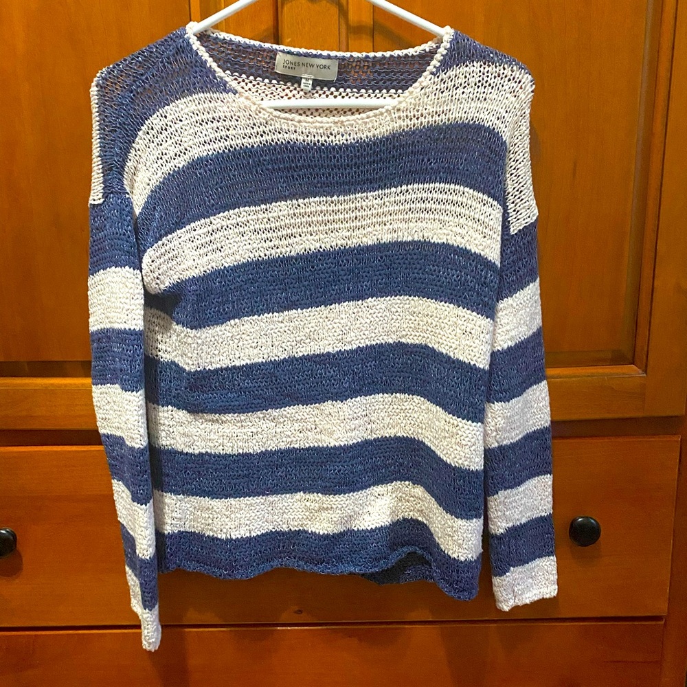 Jones New York blue and white striped sweater
